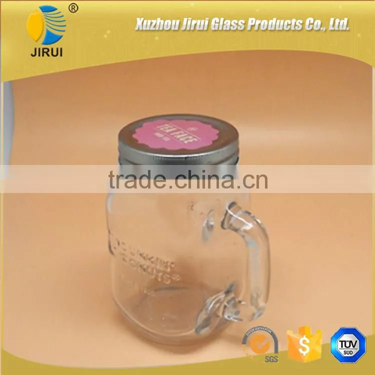 450ml glass mason jar with handle