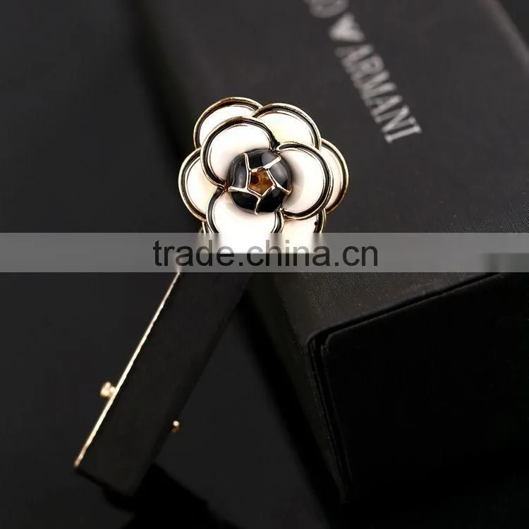Neoglory Simulated Pearl Hair Barrette Enamel Cute Flower Shaped 14K Gold Plated Women 2015 Wholesale