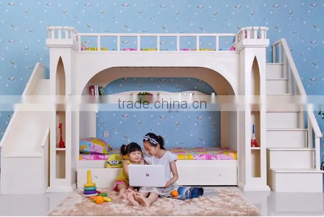 European princess bedroom furniture white castle bed for kids