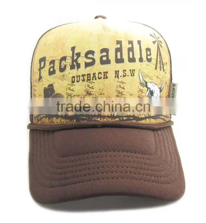 Printed design customize 5 panel mesh trucker baseball cap and hats