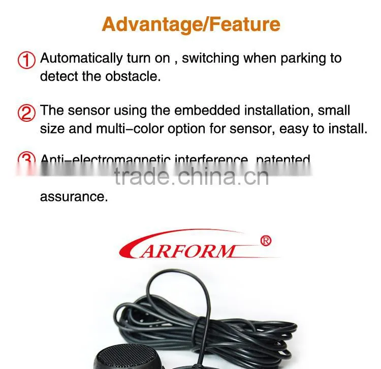 LED digital car parking sensor system with 20 different color type waterproof ultasonic sensor