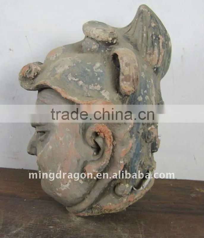 Antique Chinese Mud Hand carved Buddha Head Sculpture