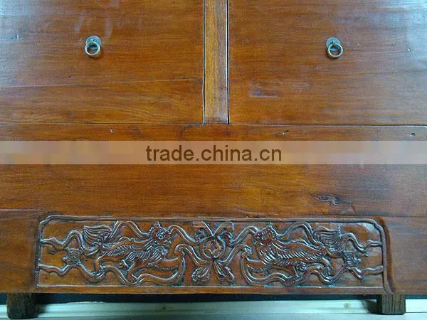 Chinese antique solid wood bedroom natural wardrobe cabinet