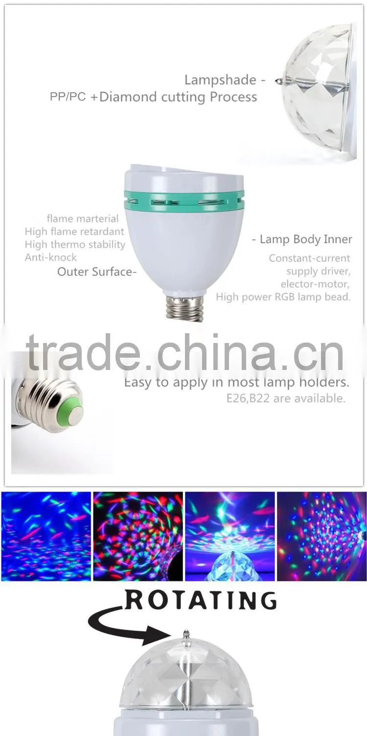E27/E26/B22 Self-Rotating LED Laser Disco Light Bulb For Home Party