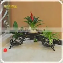 antique 3 set iron heart shape square plant stand