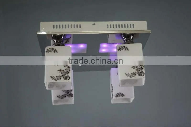 led+blubs pattern square glass ceiling lamp
