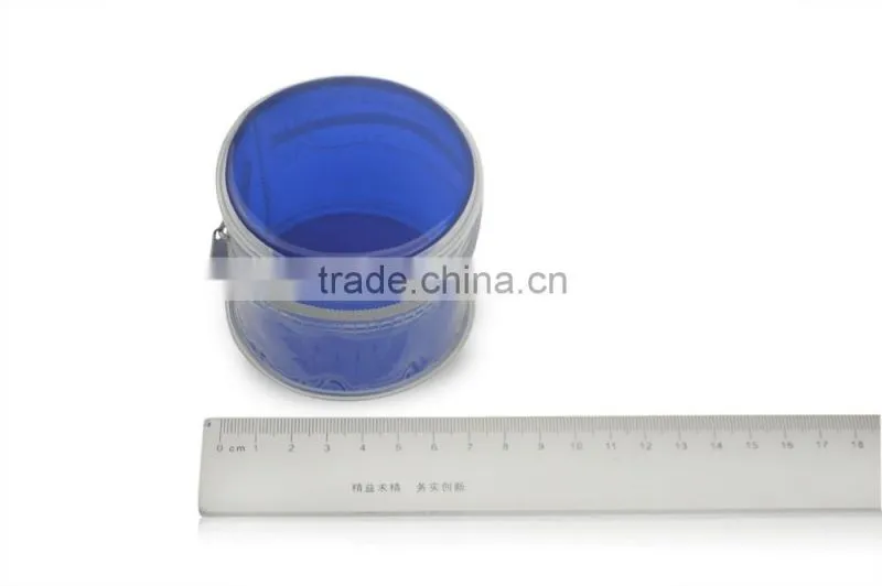 Stand up PVC Cosmetic Bag Zipper Top Cylinder Shape Bag
