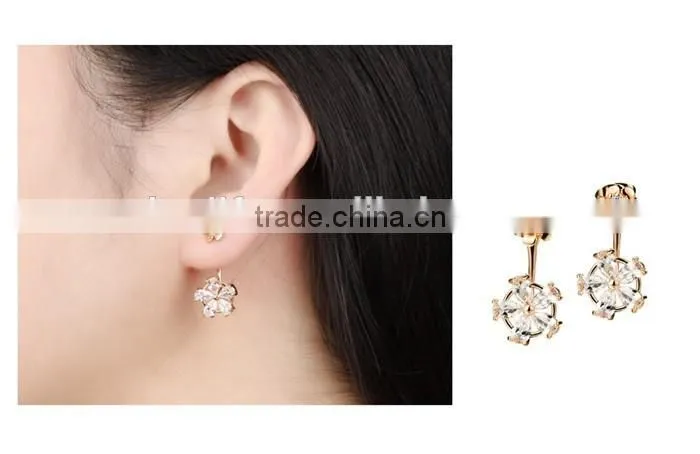 2016 fashion flower double stud earrings for ladies