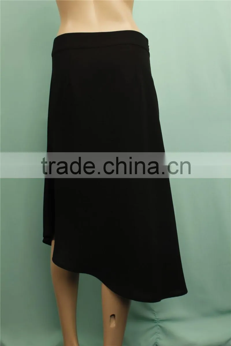 2016 S/S new design woven fabric woman black skirt