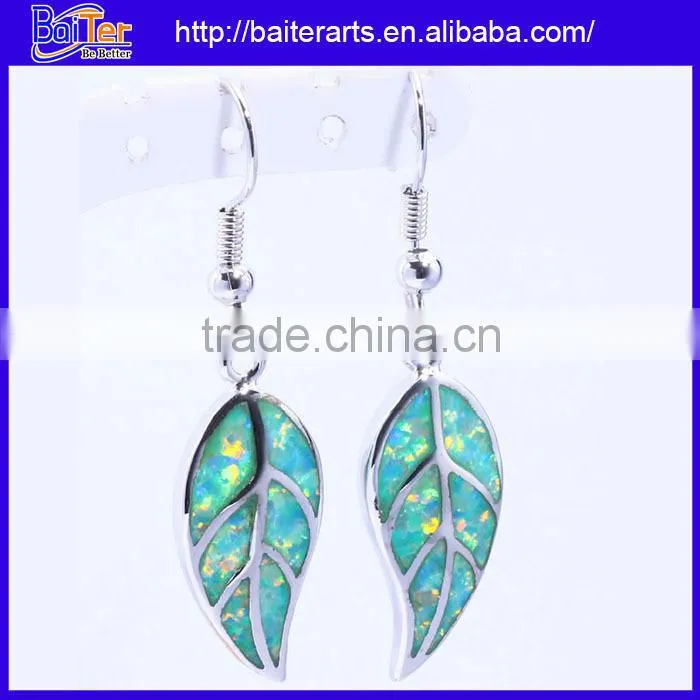 Fashion 925 Sterling Silver Stud Dangle Fire Opal Earring Wholesale