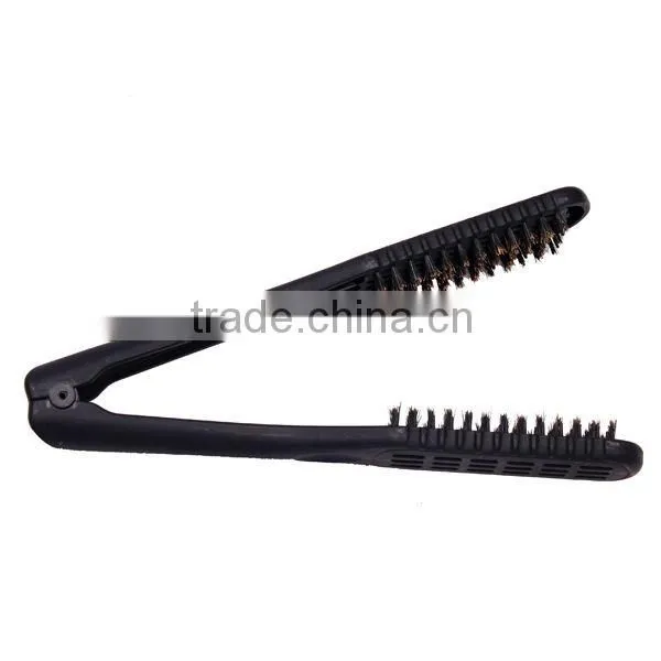 Hair straightening brush ceramic double side hair brush