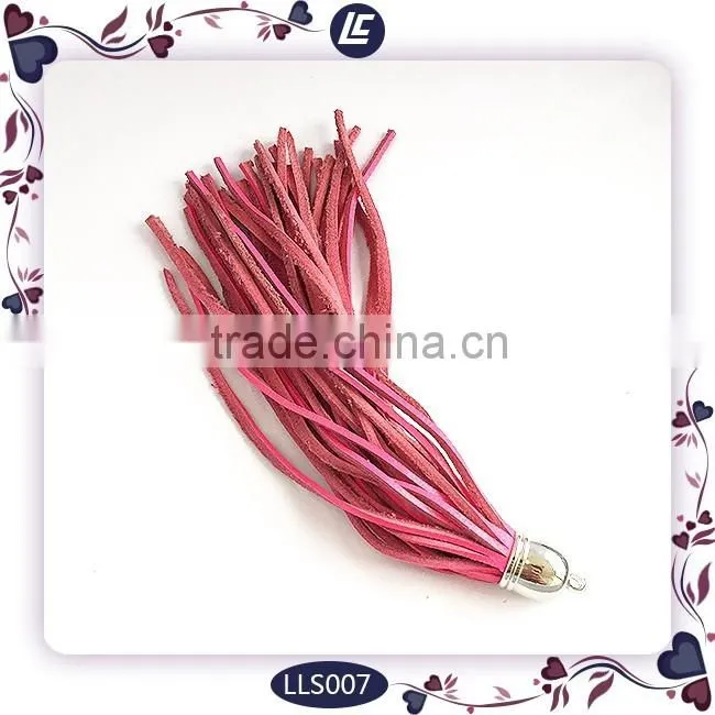 Hot mix color Lichee Pattern Leather Tassel With Silver Or Golden Cap For jewelry