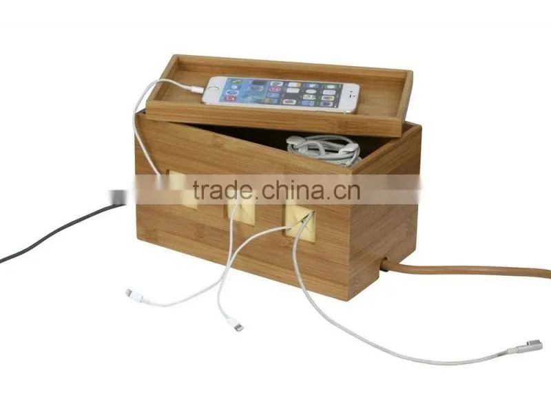 2016 new Natural Bamboo Cable Cubby