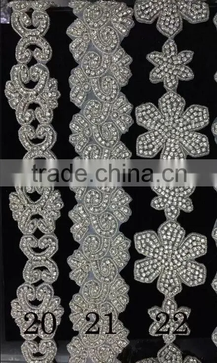Rhinestone applique,crystal bridal Sash applique, Rhinestone trim applique, rhinestone embellishment,wedding beaded applique