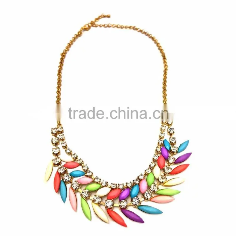 fashion unique design shiny crystal necklace alloy necklace