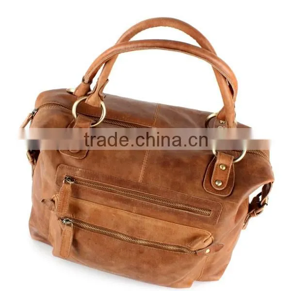 Tan Leather Handbag Purse Tote