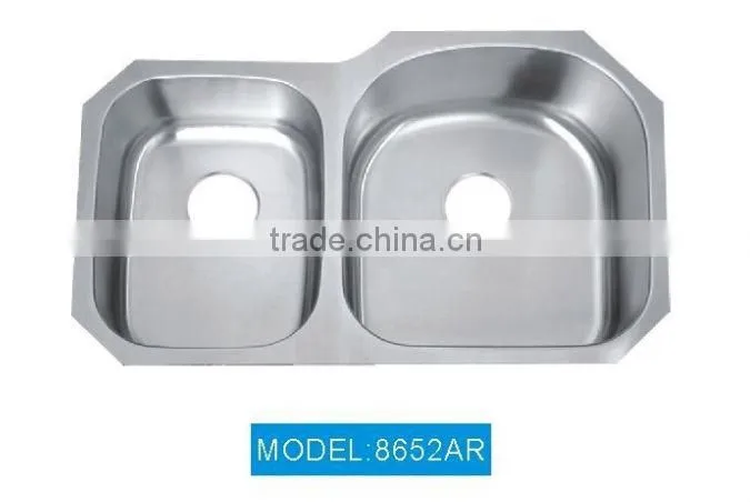 Double bowl brushed satin finish universal stainless steel sinks