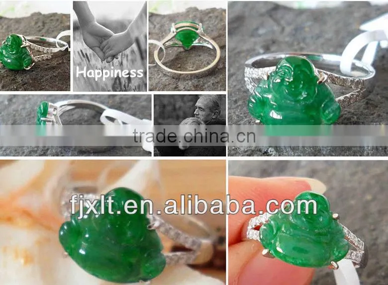 Hot Sale Picturesqueness 18K Gold Diamond Jade Stone Ring