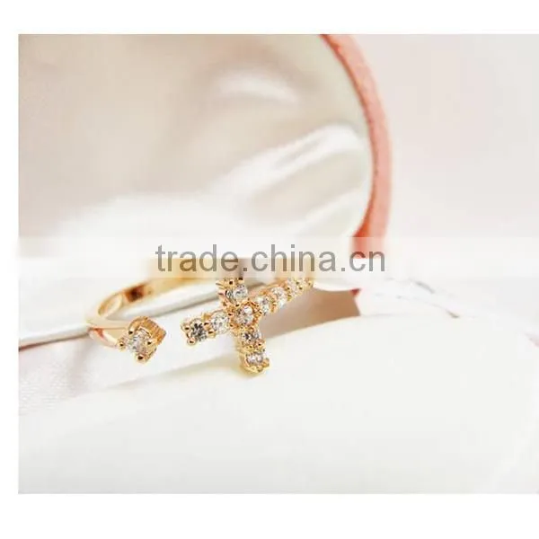 cross diamonds korea simple design finger rings