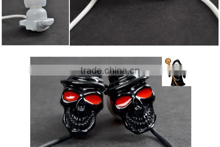 High quality personalized fashion metal skull earphones