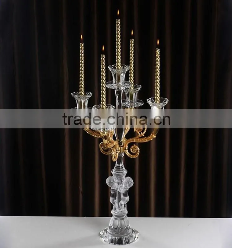 wedding / home decorative 5 golden arms crsytal candelabra