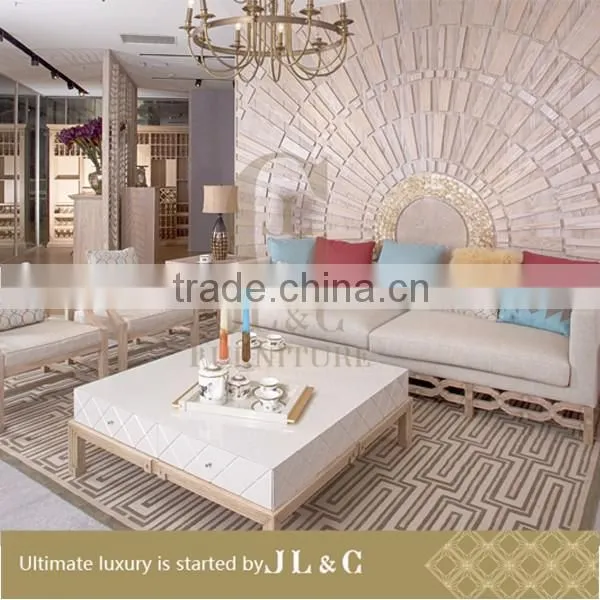 Luxury Living Room AT11-14 Diamond Pattern Coffee Table Oak material Factory Price From China JL&C Luxury Home Furniture