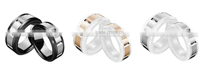 Trendy Brand Round 316L Stainless Steel Combined White Ceramic Ring for Best Gift,imitation jewelry china jewelry wholesale