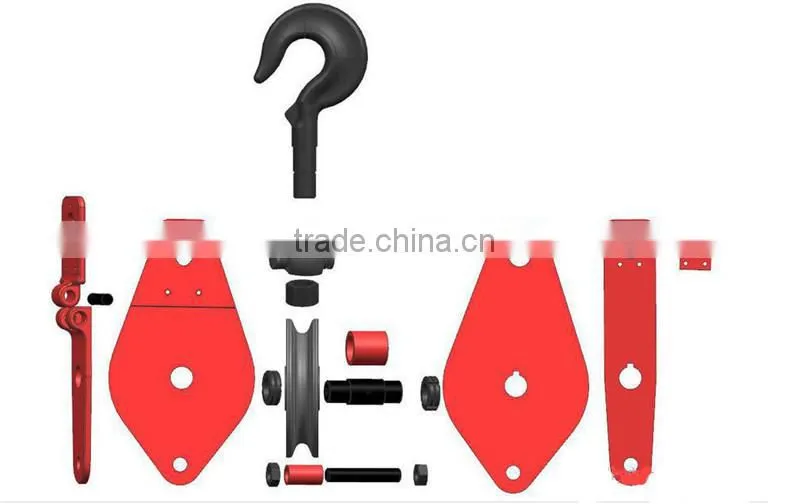 drop forged hardware alloy steel/carbon steel lifting hoist four wheel close link/hook/ring type steel hoist pulley block