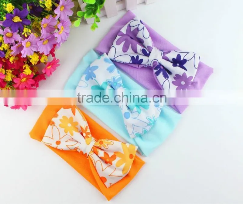 Wholesale Girls Baby Head wraps glitter sequin bowknot Turban Headwear / European style Women Stretch Twist Headband /