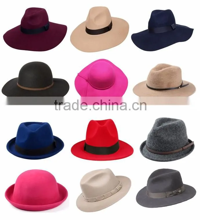 Wholesale Fashionable Wool Felt Hat Fedora Hat Custom Logo Band