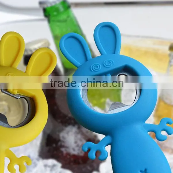 Cute Rabbit Shaped Silicone With Stainless Steel Bottle Opener Of Kitchen Tools
