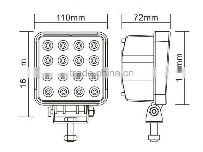 Newest 48W C REE LED Work Light Bar 16*3W Equipment Vehicle Truck 4WD Boat Farming Driving Lamp CE ROHS IP67 Working light