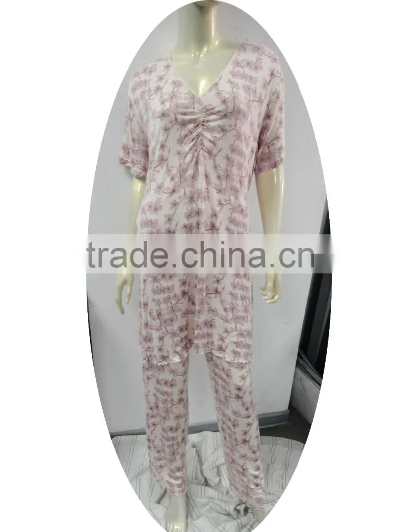 pink floral printed pajama trousers