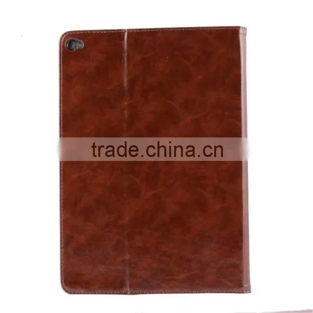 Hot sale tablet leather case for iPad 6,wallet stand case for ipad air 2