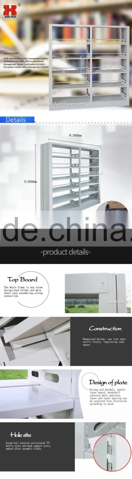 Library Furniture High Quality Durable full steel bookshelf