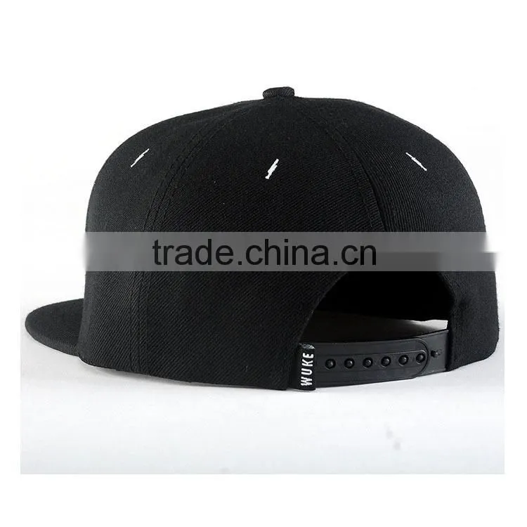 custom design your own logo 100% acrylic black caps snapback hat