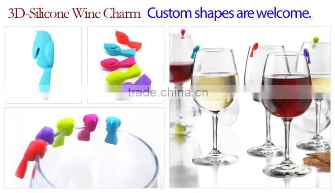 custom unique wine charms silicone drink accessories