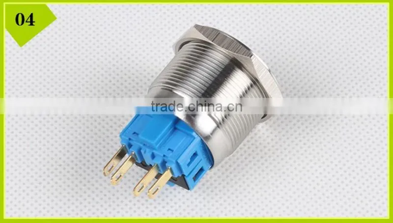 25mm Stainless Steel Latching 2NO2NC Ring Illuminated LED Metal Push Button Switch
