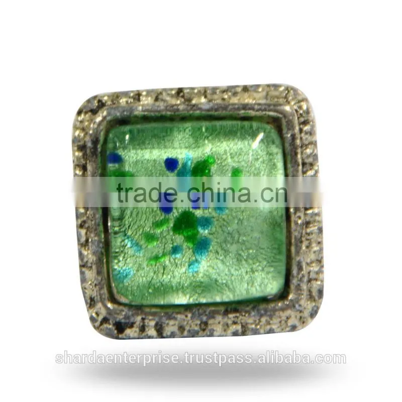 Metal & Glass square Knob (Pink)