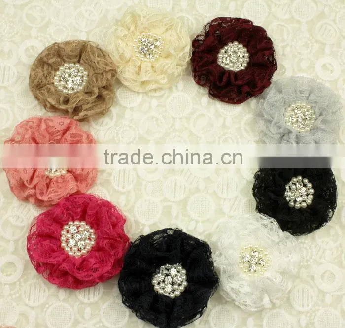 chiffon rosettes frayed shabby flower trim wholesale