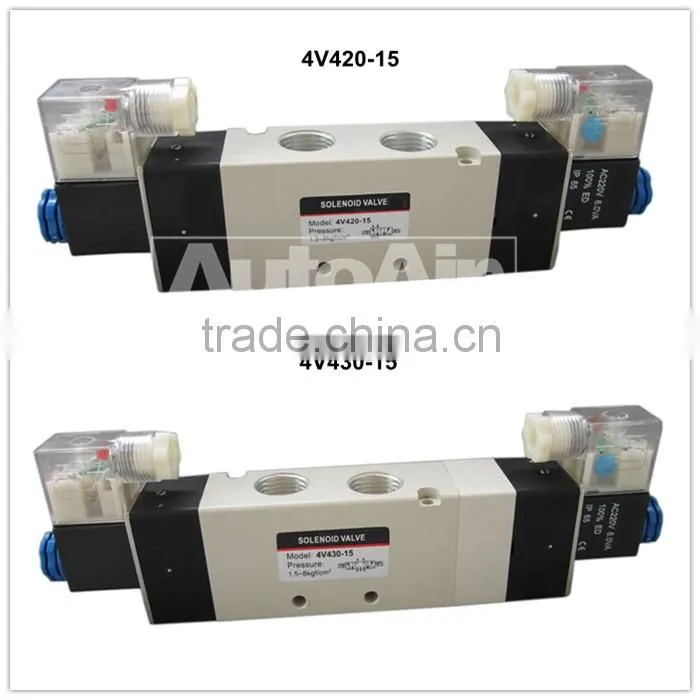 DC 12V AC 220V 4v series 3 position 5 way pneumatic reversing valve pneumatic solenoid valve