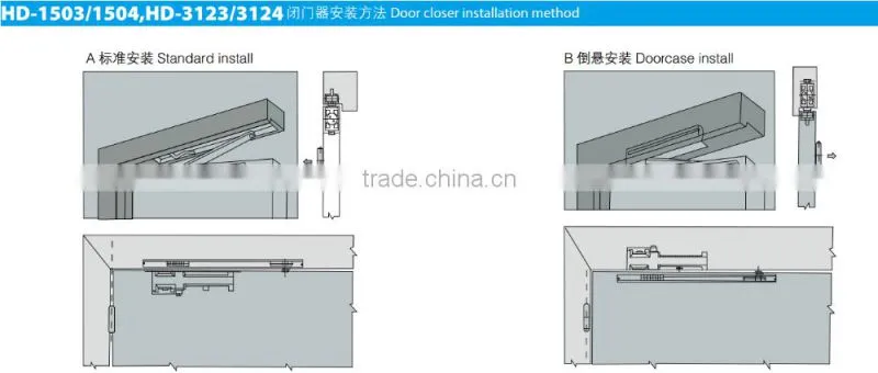 HD1503 hydraulic hidden/concealed Door Closer