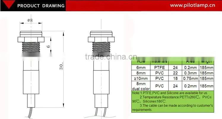 Filn 6mm 12v argon lamp bulb metal laser stage light LED indicator light with wire