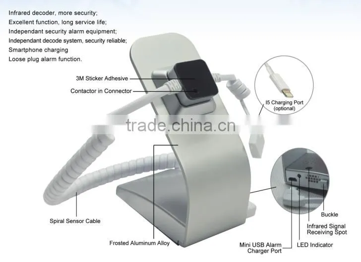 Factory NEW supported alarm and charge phone security stand