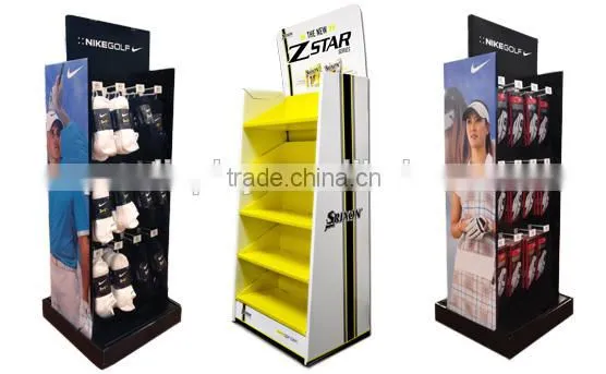 supermarket retail cardboard floor hook display stand for socks