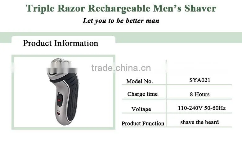 hot usa AC motor washable cheap price electric rechargeable shaver with led light 3heads man shaver made in china