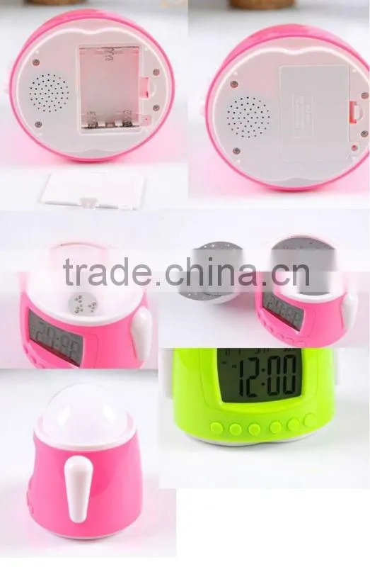 Novelty promotional item gift Android robots DIY music led star light projecting alarm clock,digital clocks