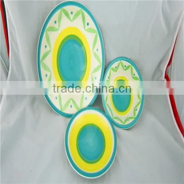 16pcs round shape stoneware dinner set/Black stripes tableware set/Handpainted dinnerware