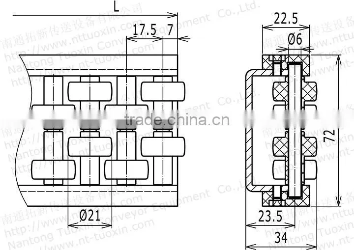 G10 Straight Run Roller Side Guide for Modular Conveyor Chain