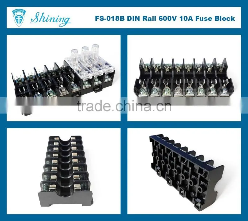 FS-018B Panel Mounted Midget Type 600V 8 Pole 6x30 10A Fuse Holder